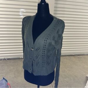 Elegant Knit Cardigan Sweater - Gray